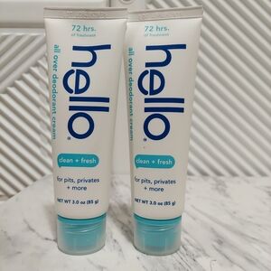 2 Hello Clean & Fresh All Over Whole Body Deodorant Cream For Pits/Privates+
